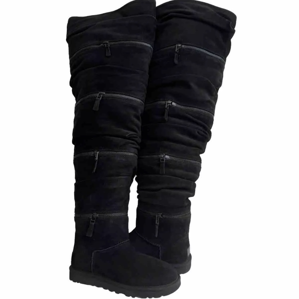 UGG CLASSIC ULTRA ULTRA TALL BLACK ZIP OVER THE KNEE BOOTS